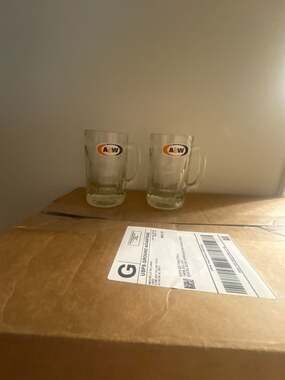A&W Glass Root Beer Mug Set Vintage Heavy